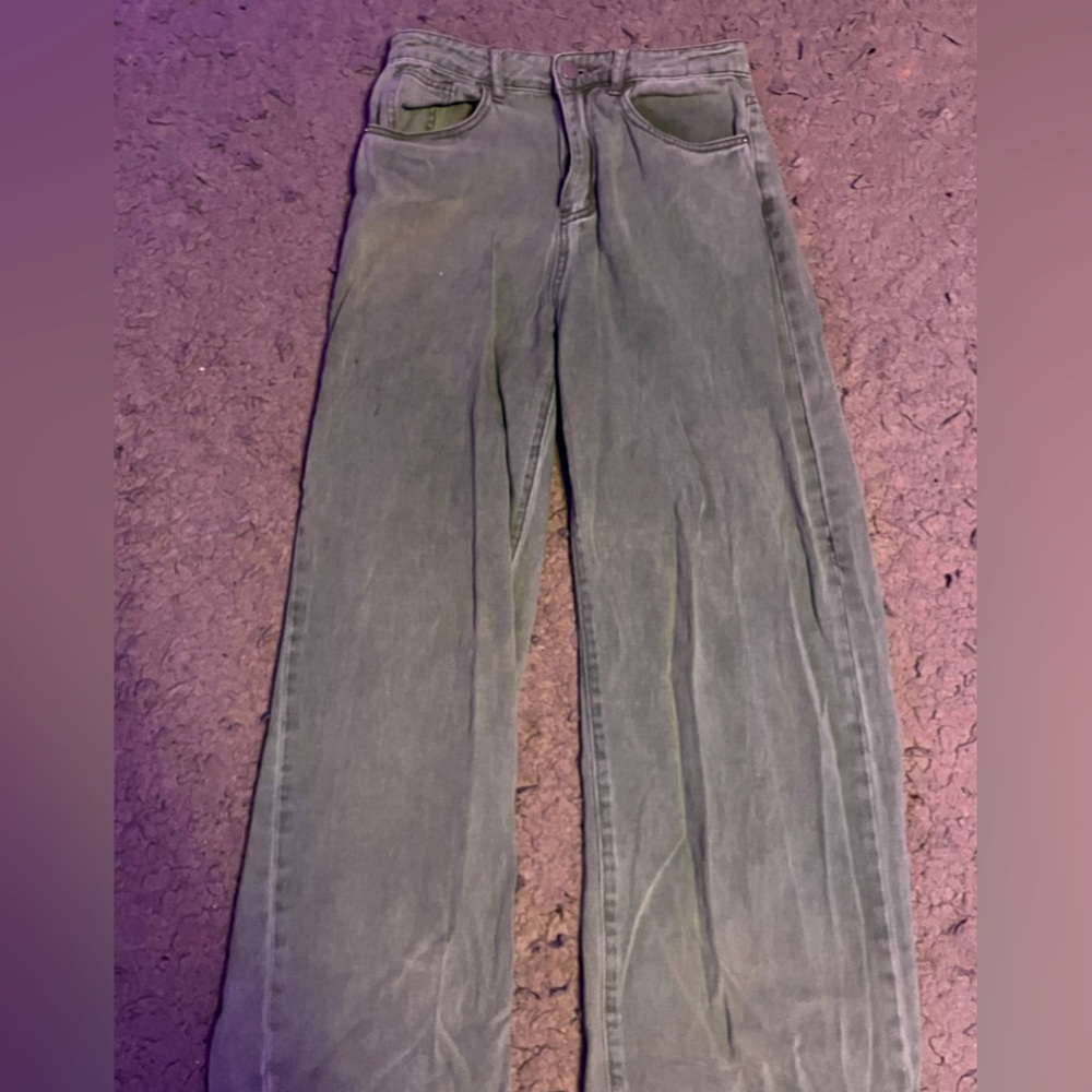 Green wide legged jeans